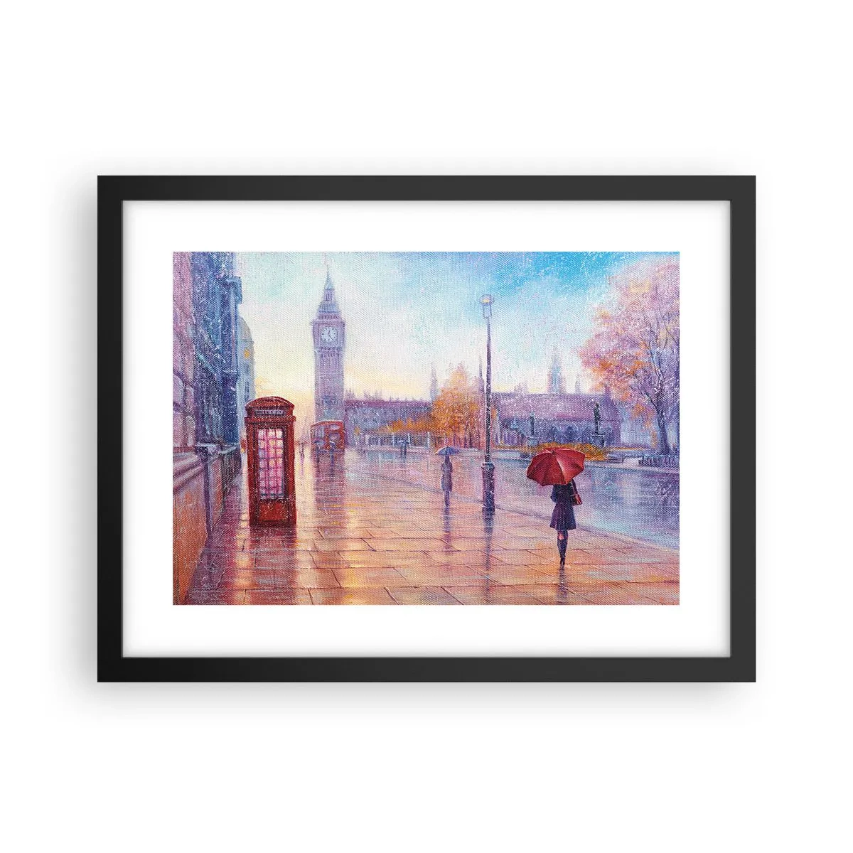 Plagát v čiernom ráme - Londýnsky jesenný deň - 40x30 cm