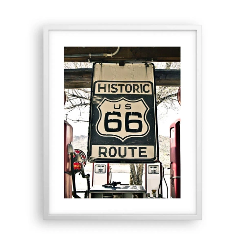 Plagát v bielom ráme - Americká retro cesta - 40x50 cm