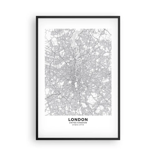 Plagát v čiernom ráme - Mapa londýnskeho labyrintu - 61x91 cm