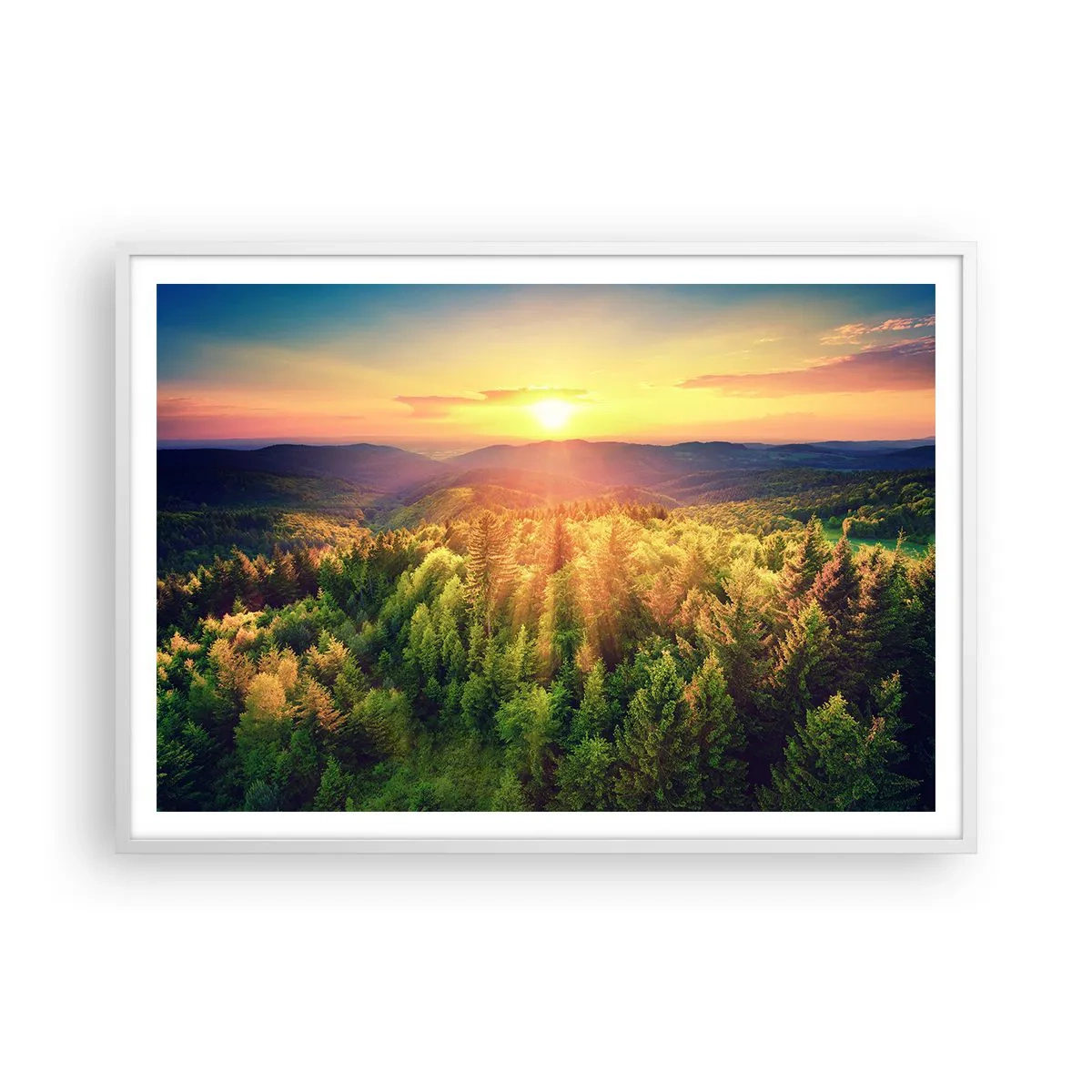 Plagát v bielom ráme - Vrcholky a vrcholy - 100x70 cm