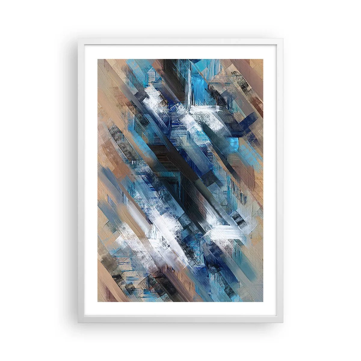 Plagát v bielom ráme - Modrá šikmosť - 50x70 cm