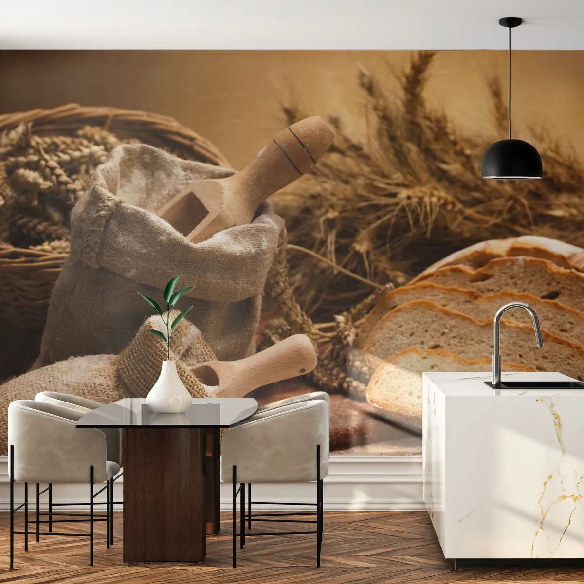 Fototapeta Premium Canvas - Ako utnúť nožom - Gastronómia, Chlieb, Chlieb - 100x70 cm