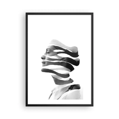 Plagát v čiernom ráme - Čiernobiely portrét ženy v minimalistickom štýle - 50x70cm - Surrealistický portrét - Moderná nástenná dekorácia do obývacej izby a spálne ARTTOR