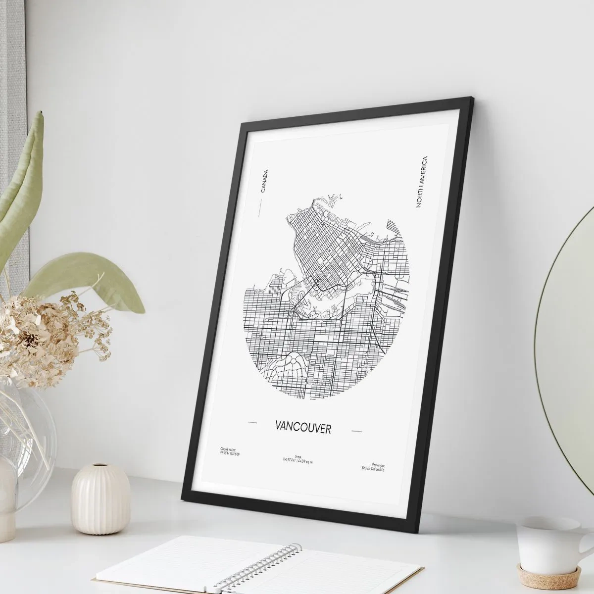 Plagát v čiernom ráme - Anatómia Vancouveru - 30x40 cm