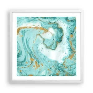 Plagát v bielom ráme - Pod veľkou vlnou z epochy Edo - 50x50 cm