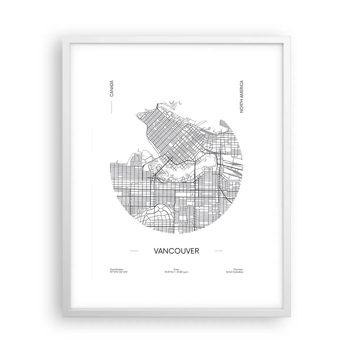 Plagát v bielom ráme - Anatómia Vancouveru - 40x50 cm