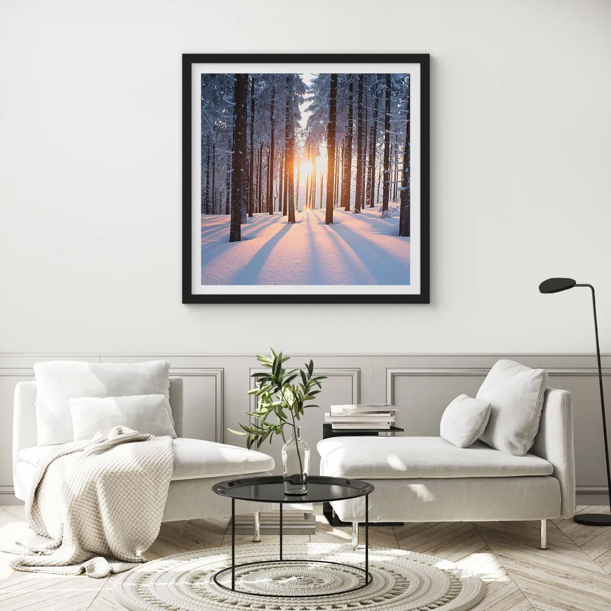 Plagát v čiernom ráme - Jasne čierne na bielom - 40x40 cm