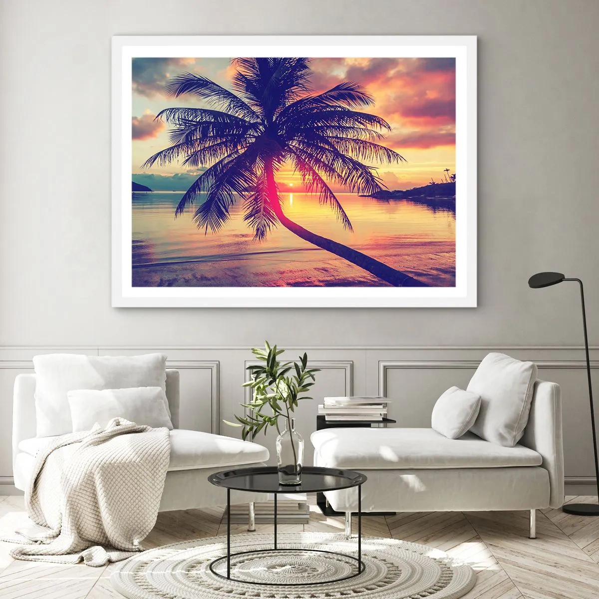 Plagát v bielom ráme - Večer pod palmami - 91x61 cm