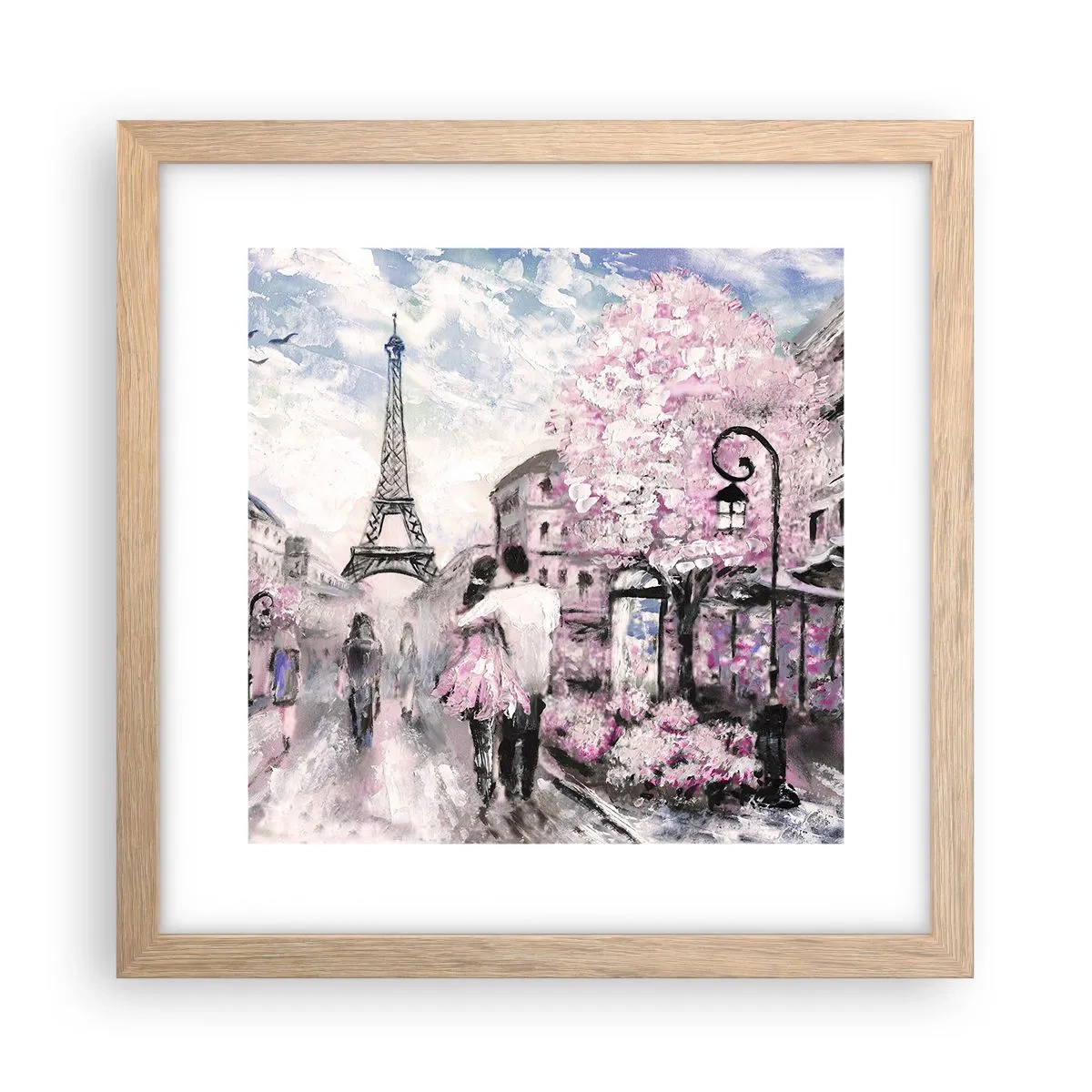 Plagát v ráme zo svetlého duba - Keď sa zamilovať, tak len v… - 30x30 cm