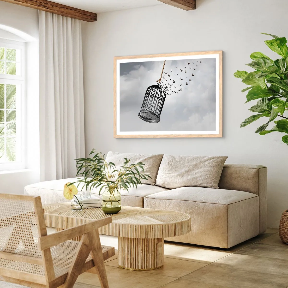 Plagát v ráme zo svetlého duba - Viera… nádej… sloboda! - 50x40 cm
