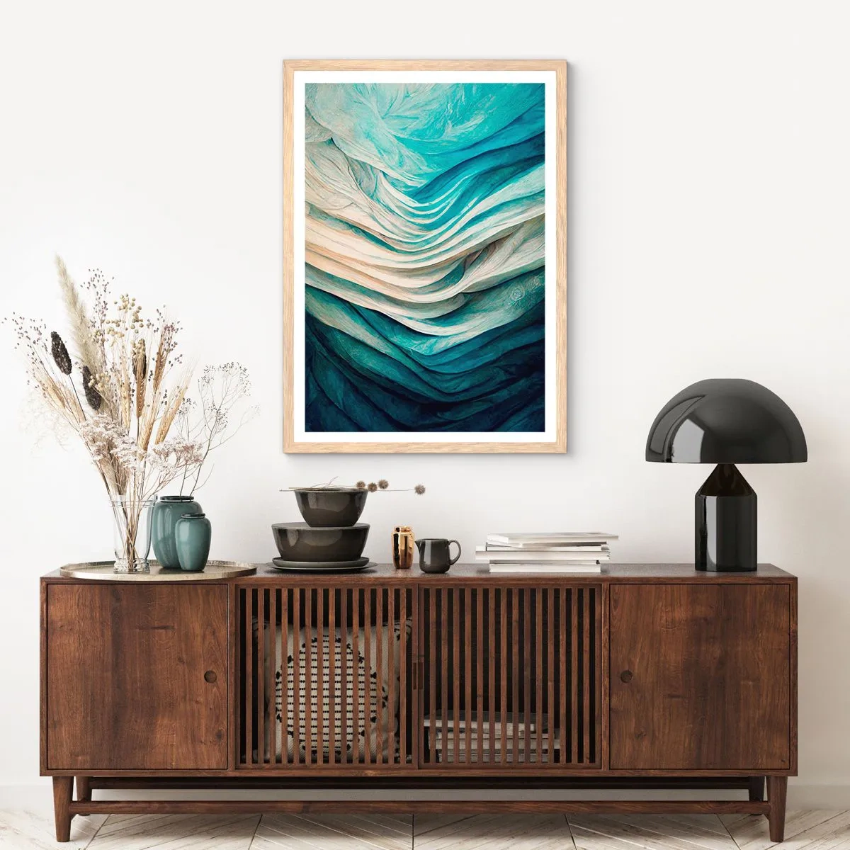 Plagát v ráme zo svetlého duba - Modrá neukojiteľnosť - 61x91 cm