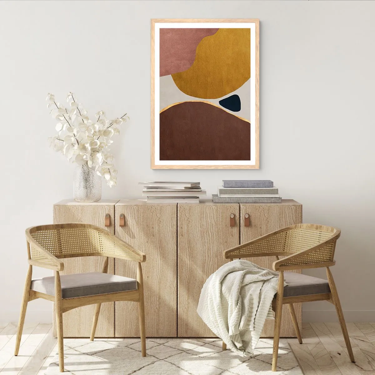 Plagát v ráme zo svetlého duba - Abstrakcia – miesto v priestore - 50x70 cm