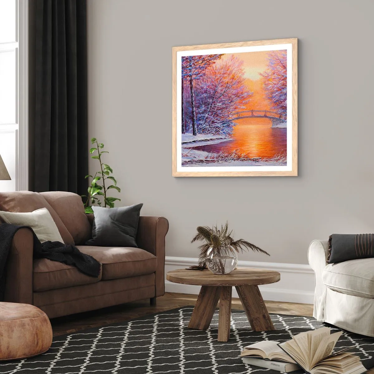 Plagát v ráme zo svetlého duba - Stretneme sa tu - 40x40 cm