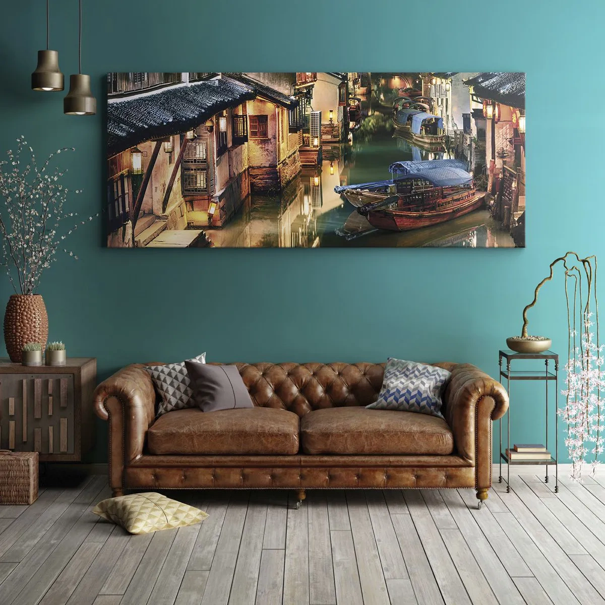 Obraz na plátne - Večer na čínskej ulici - 100x40 cm