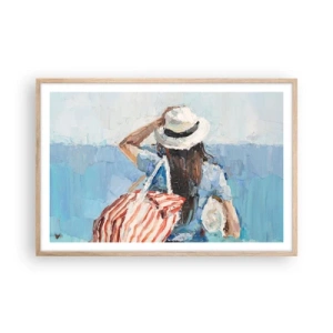 Plagát v ráme zo svetlého duba - Vitaj na dovolenke - 91x61 cm