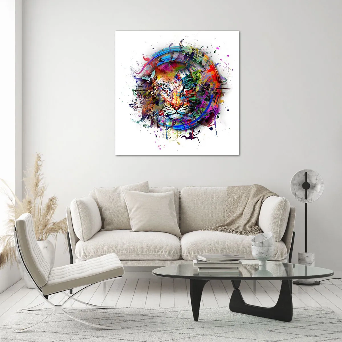 Obraz na skle - Skrýva sa za dúhovým závojom - 50x50 cm