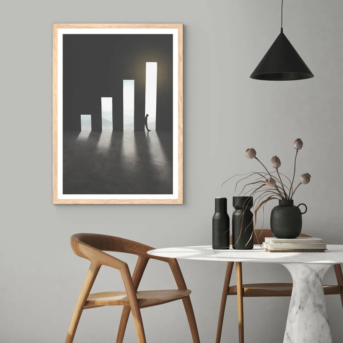 Plagát v ráme zo svetlého duba - Úspech – impresia - 30x40 cm