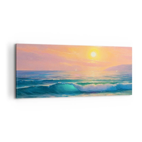 Obraz na plátne - Tyrkysová pieseň vĺn - 100x40 cm