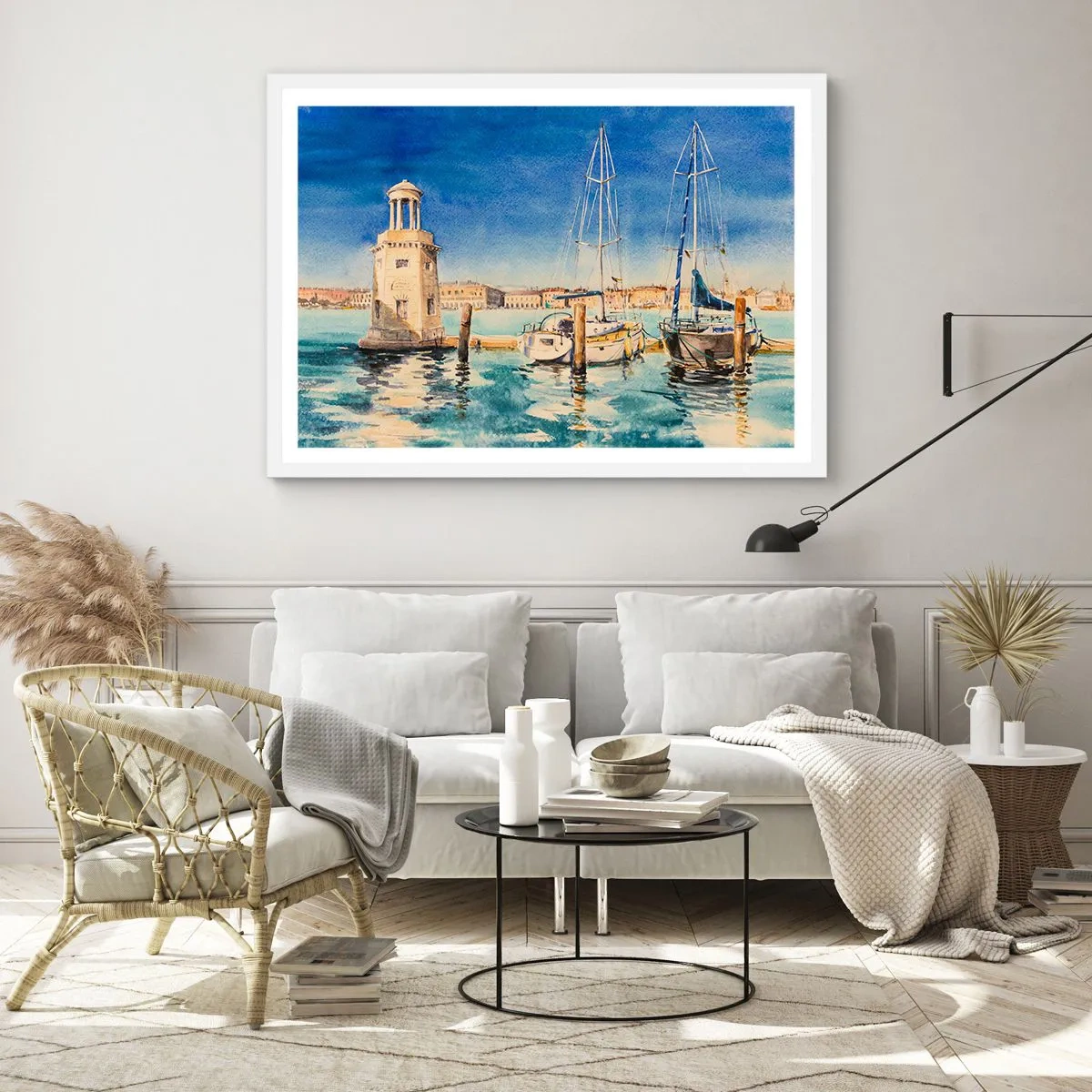 Plagát v bielom ráme - Slnečná lagúna - 100x70 cm