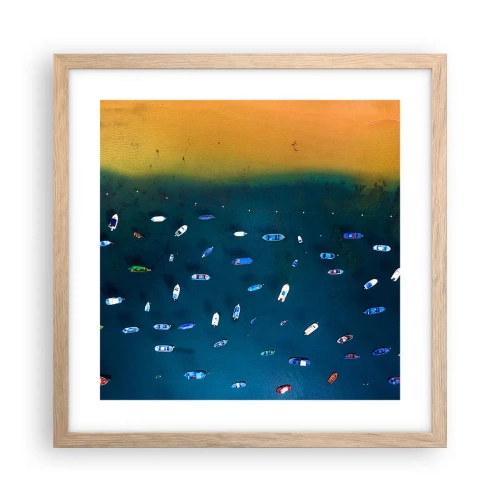 Plagát v ráme zo svetlého duba - Prázdninová hra - 40x40 cm