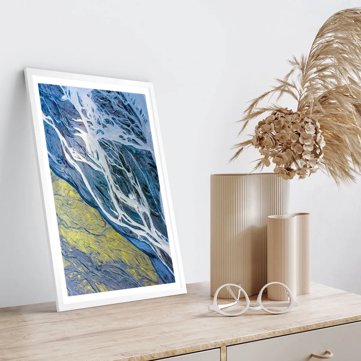 Plagát v bielom ráme - Jaskynné maľby prírody - 30x40 cm