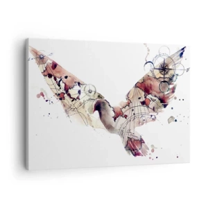 Obraz na plátne - Umelecká silueta vtáka s geometrickými vzormi - 70x50cm - Vzdušný pútnik - Moderná nástenná dekorácia do obývacej izby a spálne ARTTOR