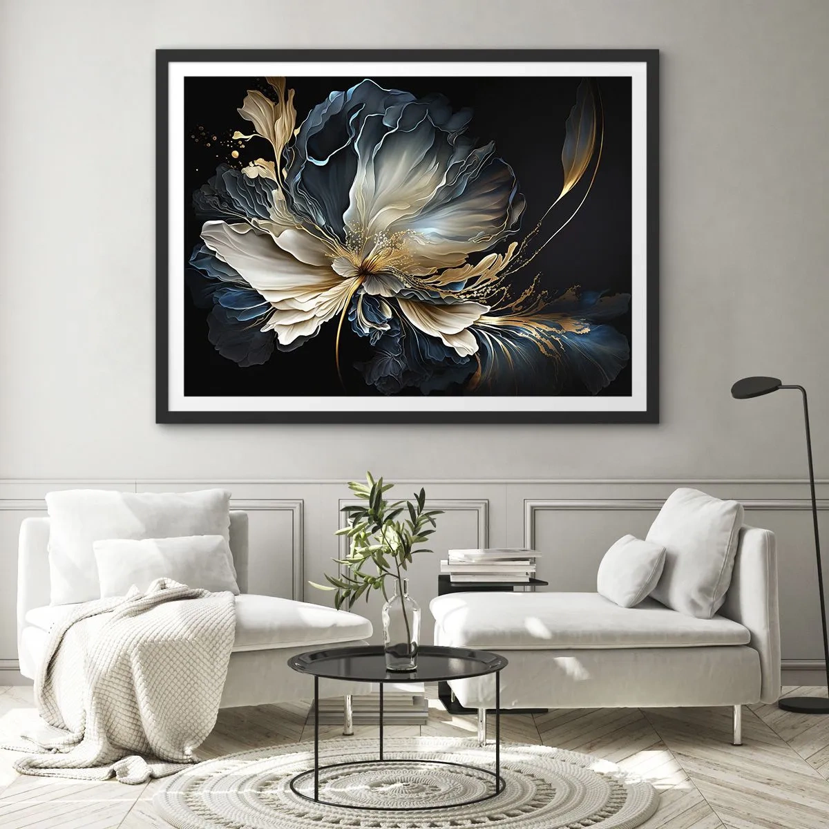 Plagát v čiernom ráme - Rozprávkový kvet papradia - 70x50 cm