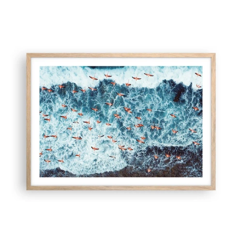 Plagát v ráme zo svetlého duba - Prímorský sprievod - 70x50 cm