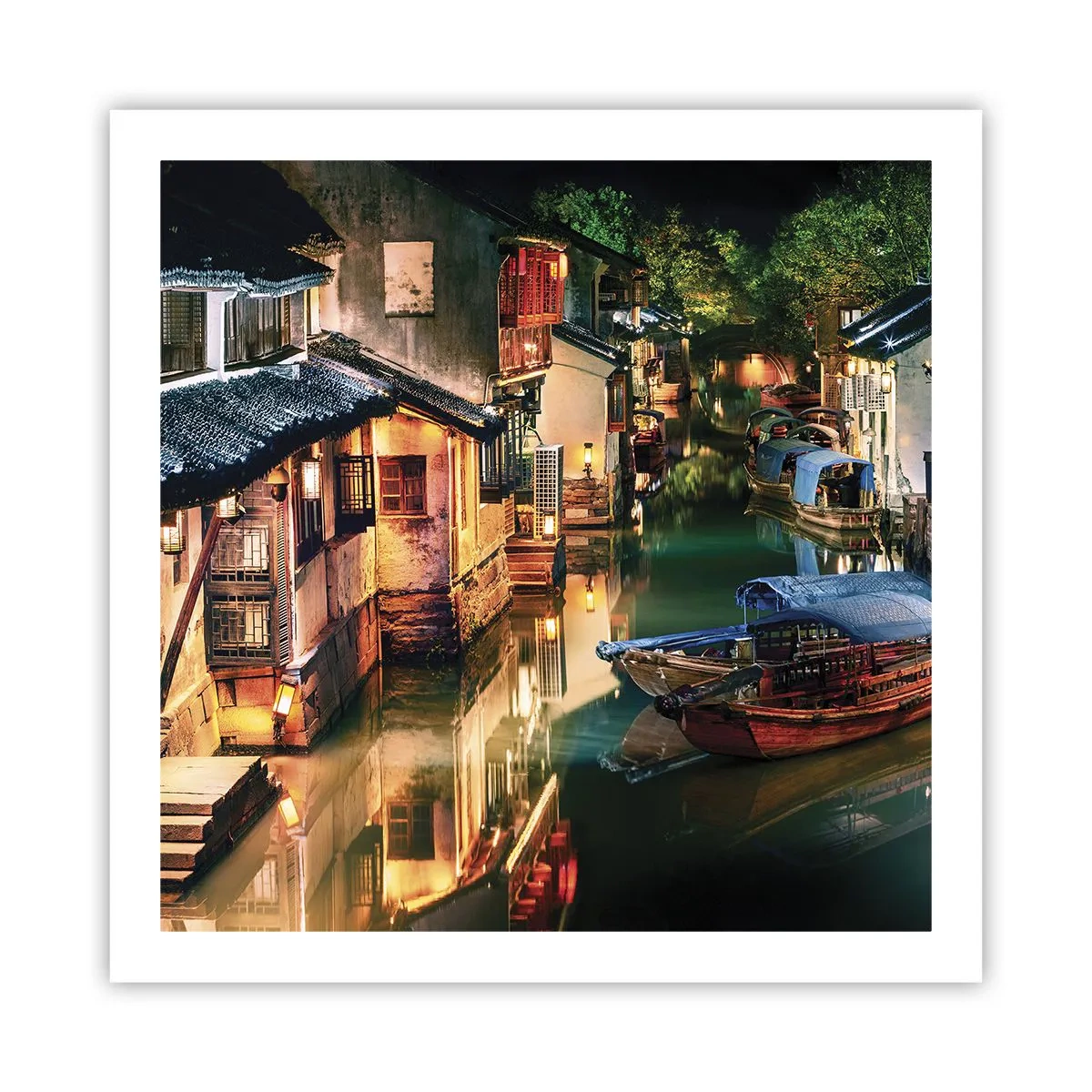 Plagát - Večer na čínskej ulici - 60x60 cm