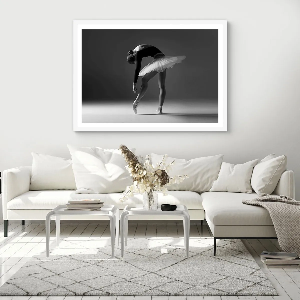 Plagát v bielom ráme - Bella ballerina - 100x70 cm
