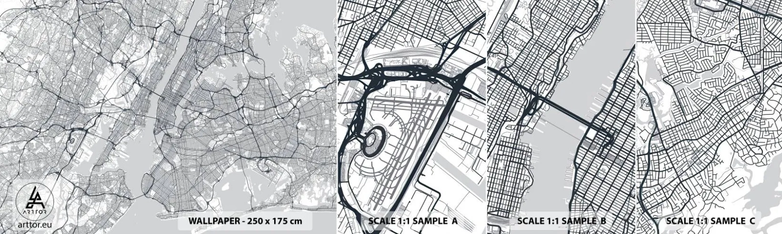 Vzorka Fototapeta Standard Eco - Anatómia metropoly - New York, Mapa, Manhattan - 100x30 cm