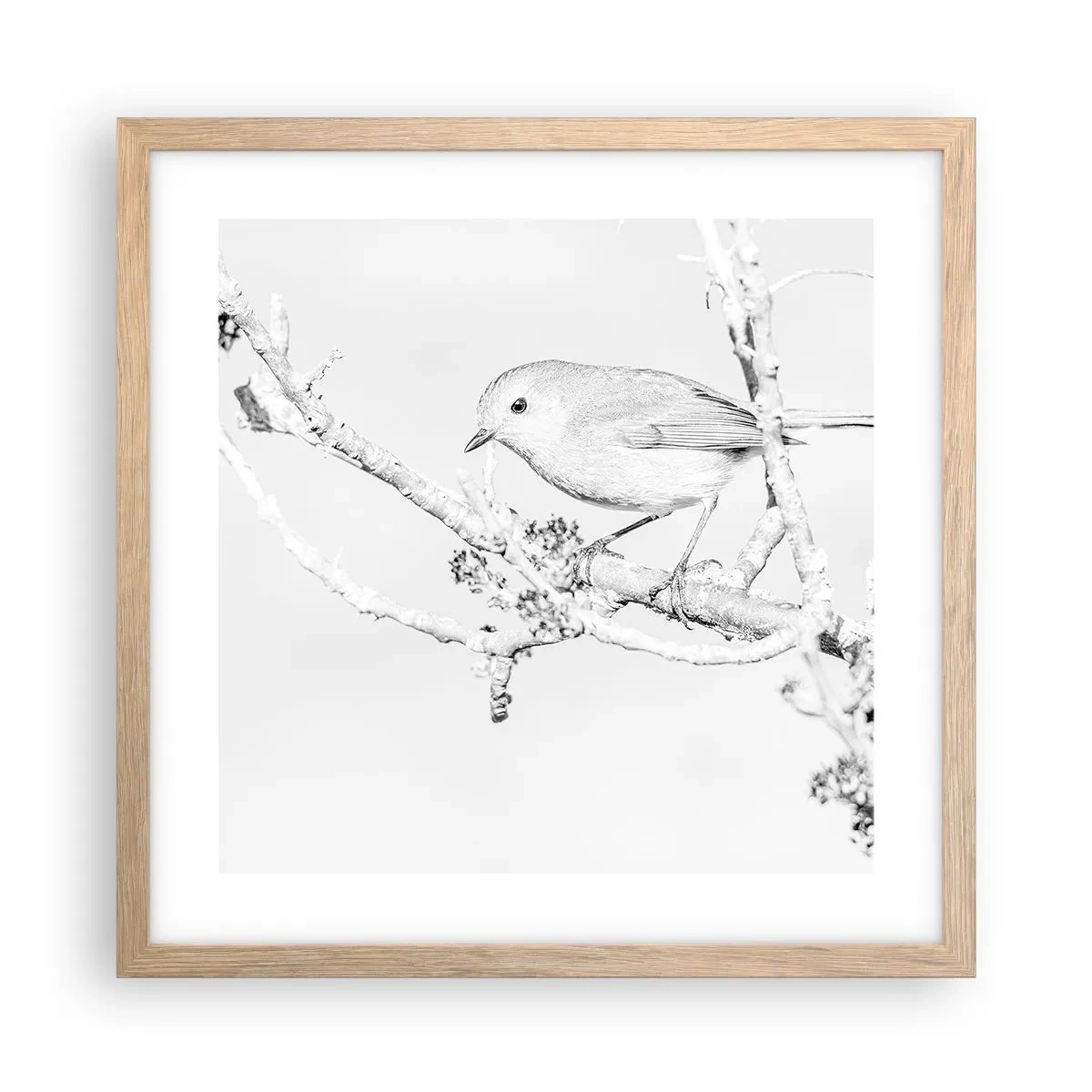 Plagát v ráme zo svetlého duba - Zimné ráno - 40x40 cm