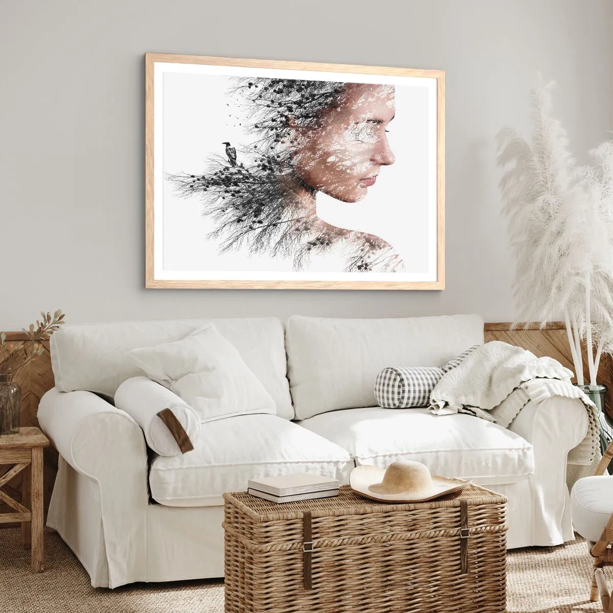 Plagát v ráme zo svetlého duba - Duch lesa - 100x70 cm