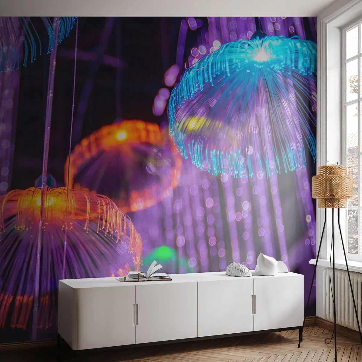 Fototapeta Standard Eco - Svetelná fontána - Neon, Svetlá, Svetelnosť - 250x175 cm