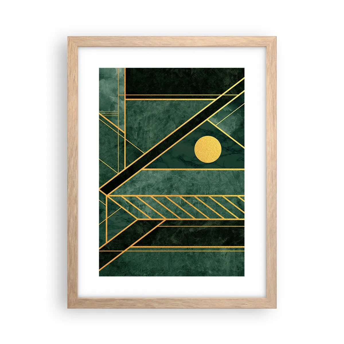 Plagát v ráme zo svetlého duba - Dynamika zlata a lazuritu - 30x40 cm