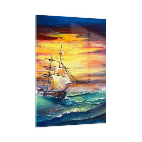 Obraz na skle - Statočne proti vlnám - 50x70 cm