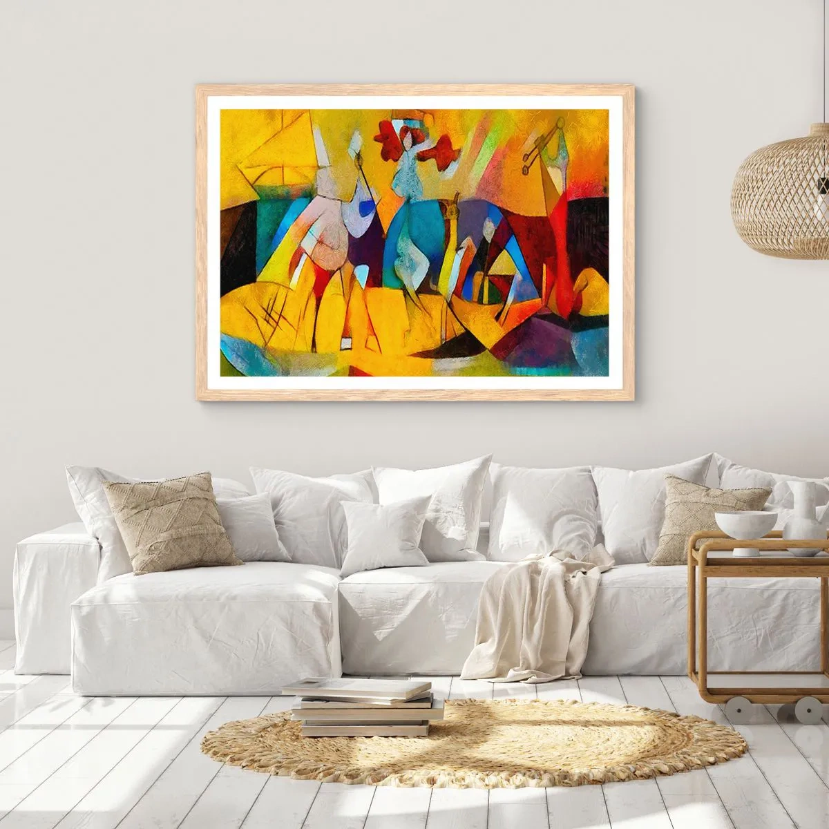 Plagát v ráme zo svetlého duba - Slnko - život - radosť - 50x40 cm