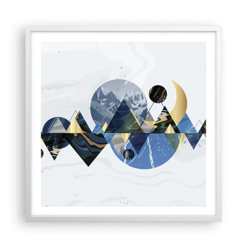 Plagát v bielom ráme - Geometrická krajina - 60x60 cm