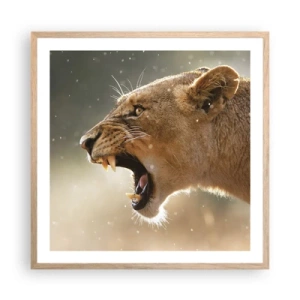 Plagát v ráme zo svetlého duba - Snaž sa nepočúvať - 60x60 cm