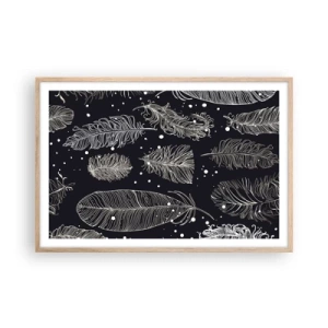 Plagát v ráme zo svetlého duba - Čipka s perím - 91x61 cm