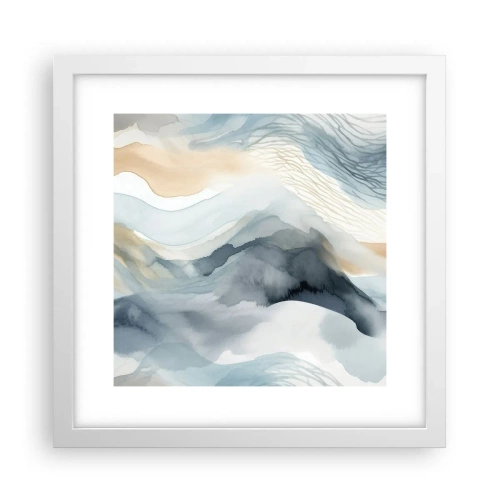 Plagát v bielom ráme - Abstrakcia snehu a hmly - 30x30 cm