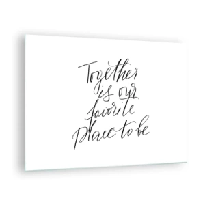 Obraz na skle - Minimalistický kaligrafický nápis na bielom pozadí - 70x50cm - Cítite to tiež? - Moderná nástenná dekorácia do obývacej izby a spálne ARTTOR
