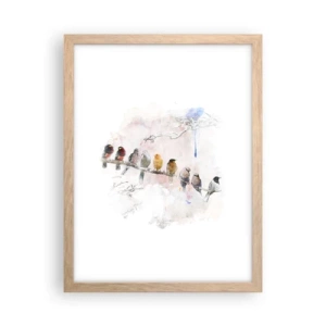 Plagát v ráme zo svetlého duba - Okrídlené stretnutie - 30x40 cm
