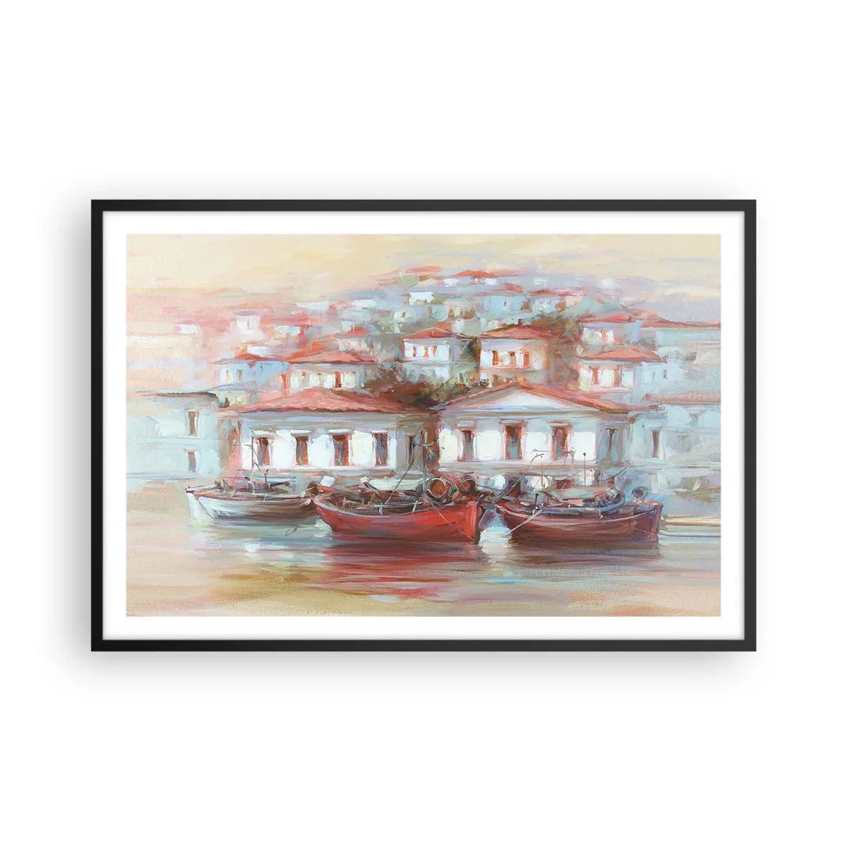 Plagát v čiernom ráme - Šťastné mestečko - 91x61 cm