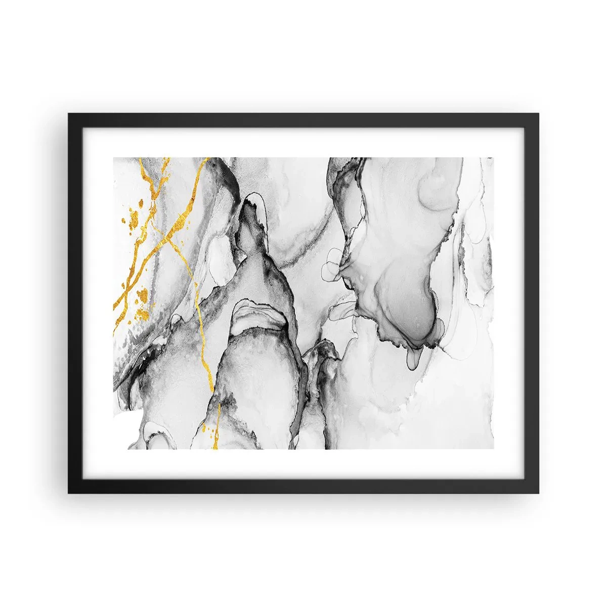 Plagát v čiernom ráme - Kompozícia so zlatým motívom - 50x40 cm