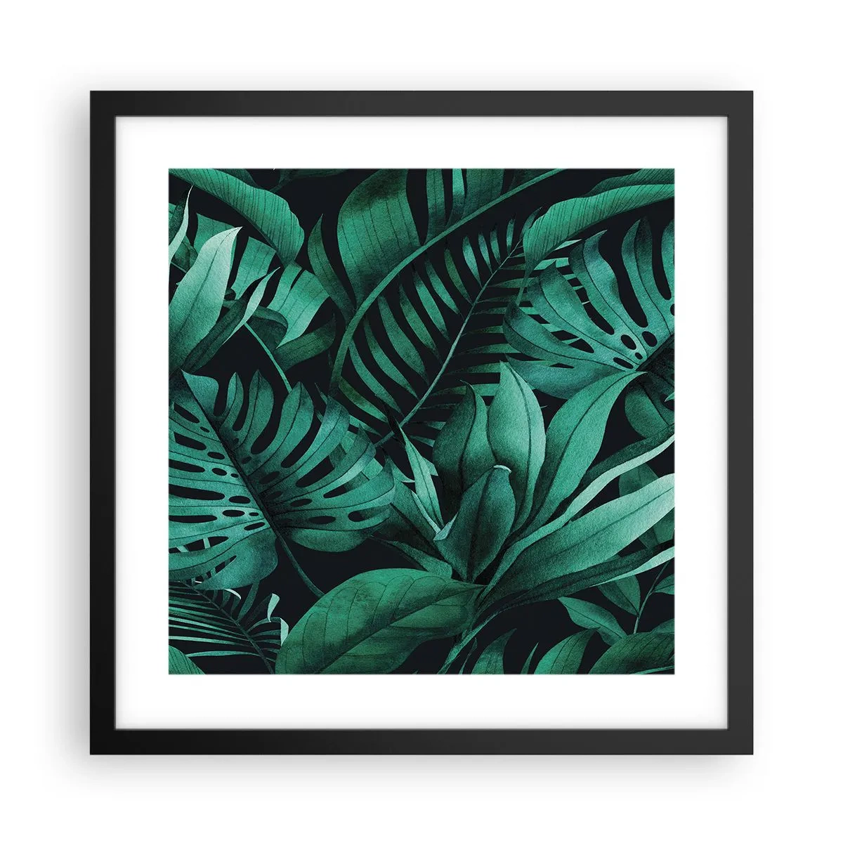 Plagát v čiernom ráme - Hĺbka tropickej zelene - 40x40 cm