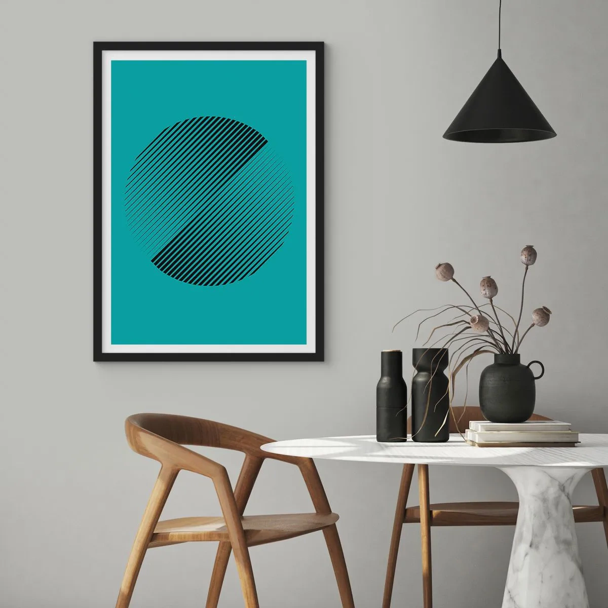 Plagát v čiernom ráme - Kruh – geometrická variácia - 61x91 cm