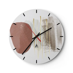 Nástenné hodiny - Minimalistické abstraktné formy v béžových a hnedých odtieňoch - 30x30cm - Abstraktná kolonáda - Moderná nástenná dekorácia do obývacej izby, kuchyne a spálne ARTTOR