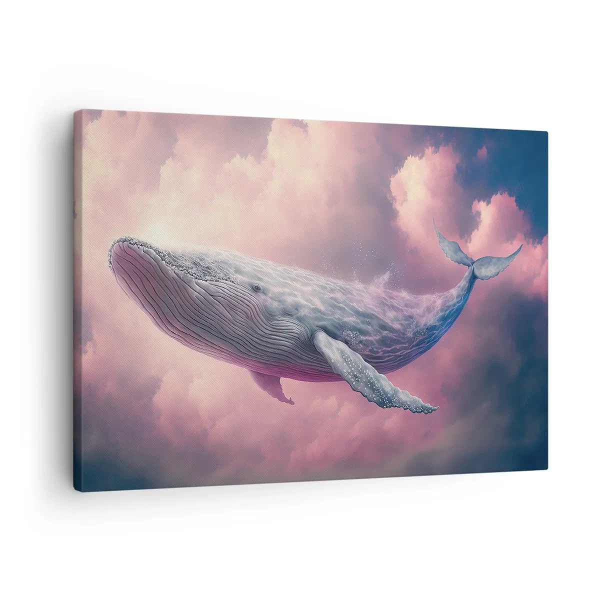 Obraz na plátne - Veľryba plávajúca v oblakoch pri západe slnka - 70x50cm - Otri si oči - Moderná nástenná dekorácia do obývacej izby a spálne ARTTOR
