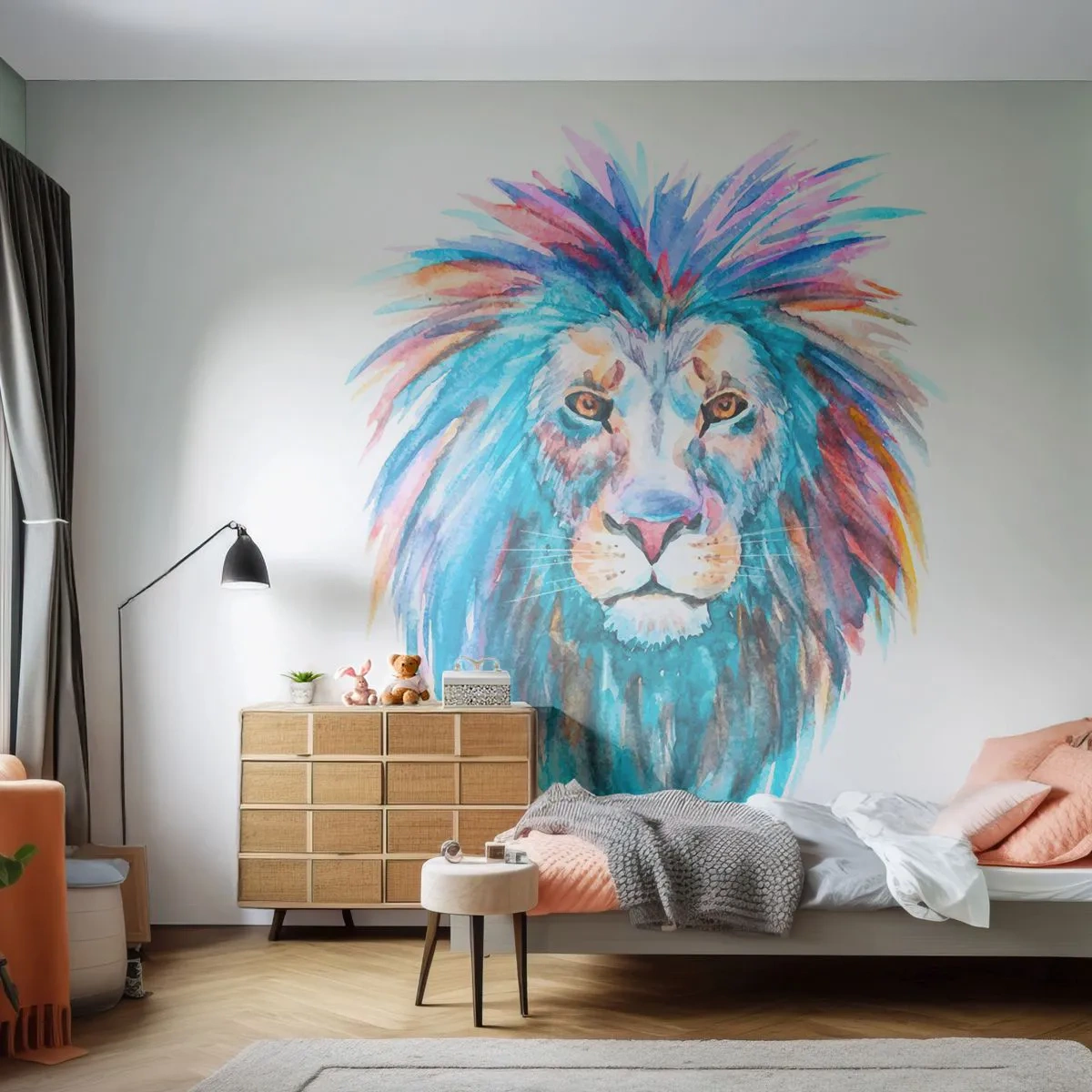 Fototapeta Premium Canvas - Elektrizujúca aura - Zvieratá, Lev, Abstrakcia - 250x175 cm